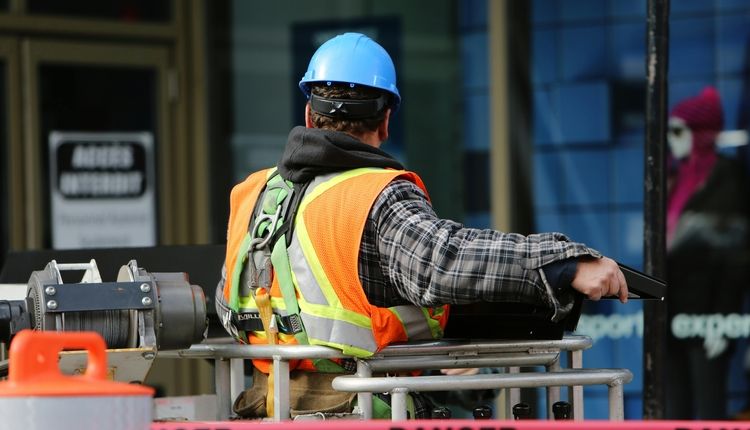 Man wearing safety equipment